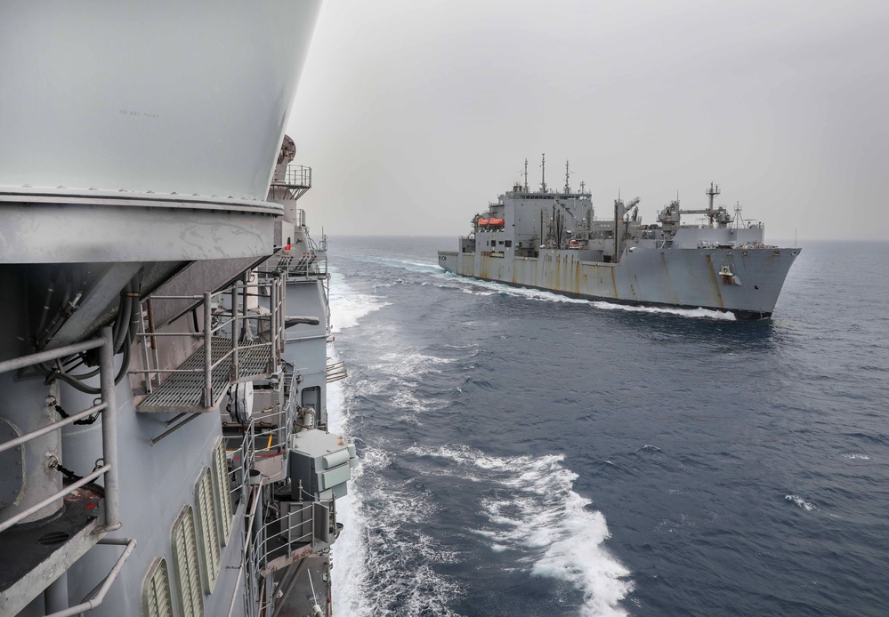 USS Shiloh Conducts A Replenishment-at-Sea