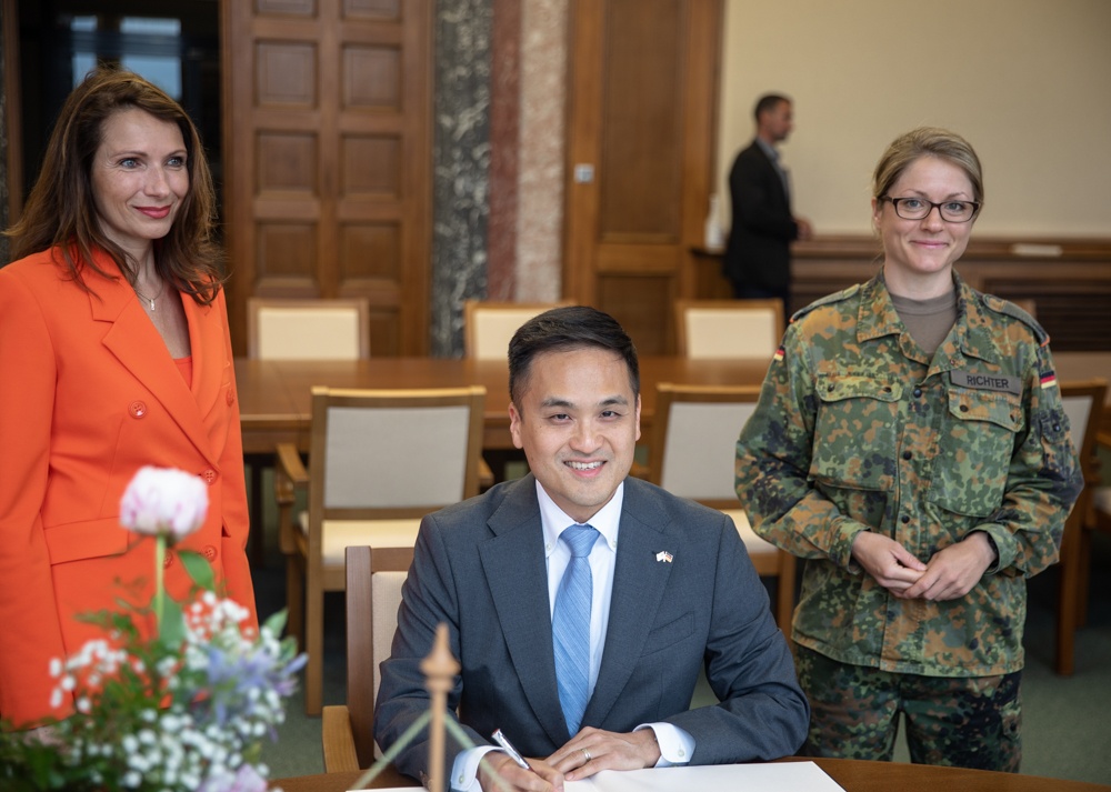 U.S. Consulate General in Leipzig Kenichiro Toko, speaks to U.S. Army and Bundeswehr Soldiers