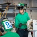 USS Ronald Reagan (CVN 76) Sailors perform maintenance on utility crane