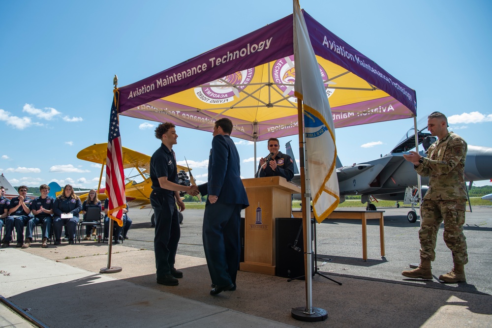 Westfield Technical Academy Aviation Maintenance Technology 2023 graduate enlists in the 104FW