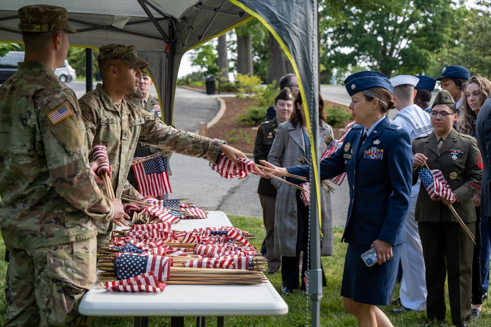 Deputy Secretary Hicks, staff place flags at Arlington National Cemetery