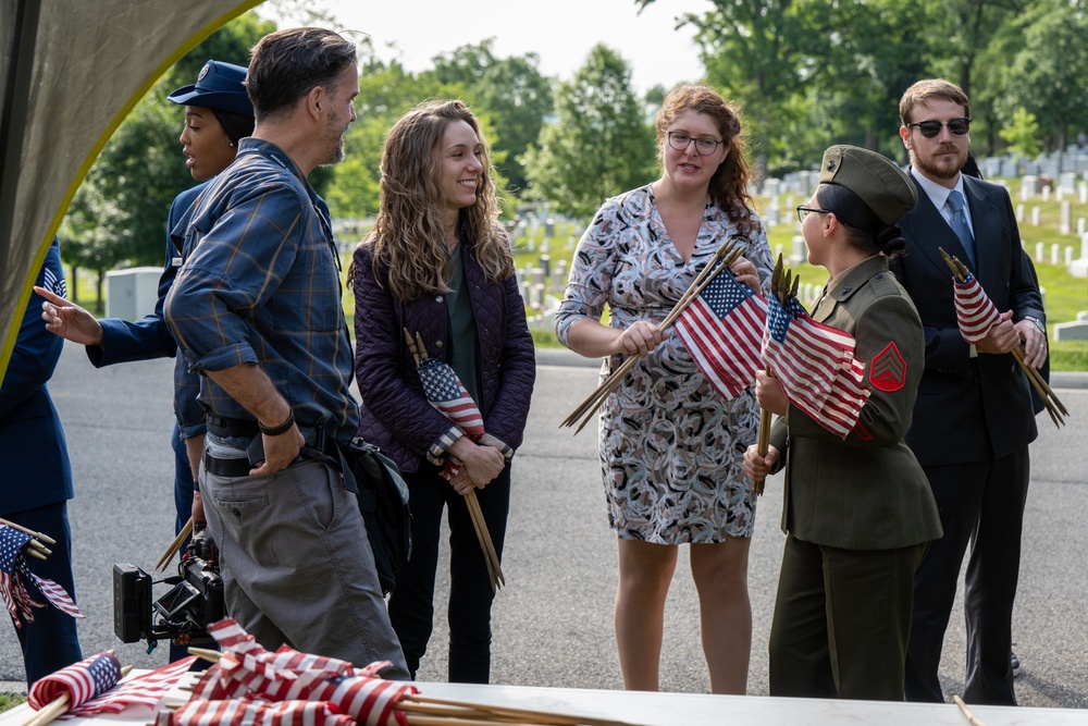 Deputy Secretary Hicks, staff place flags at Arlington National Cemetery