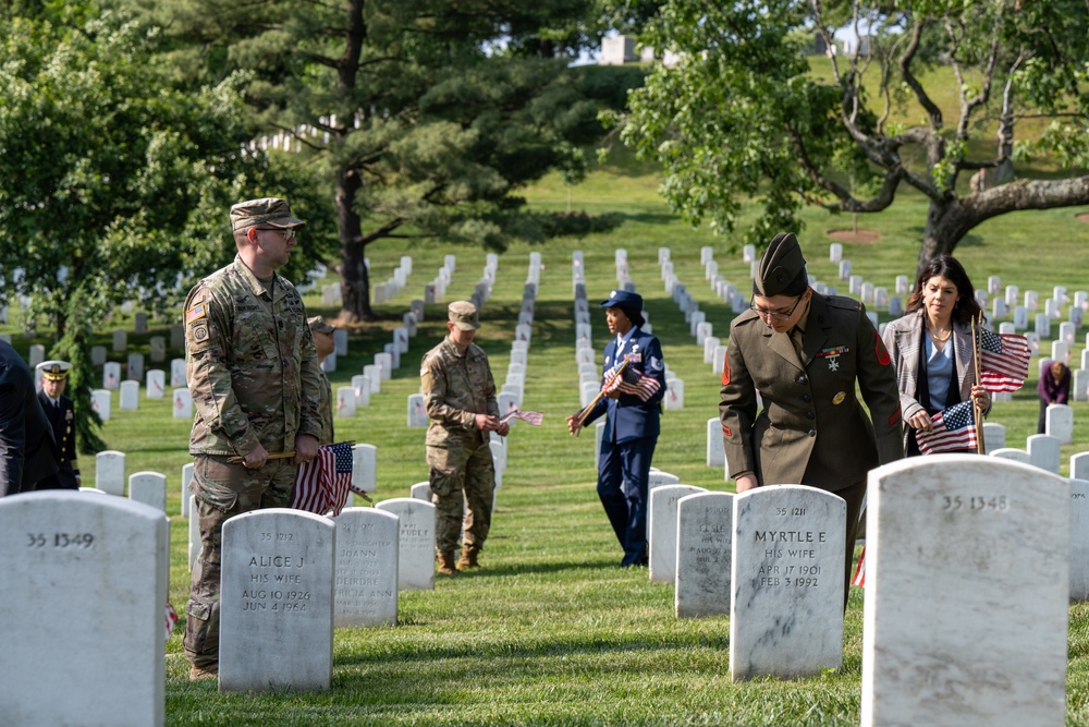 Deputy Secretary Hicks, staff place flags at Arlington National Cemetery