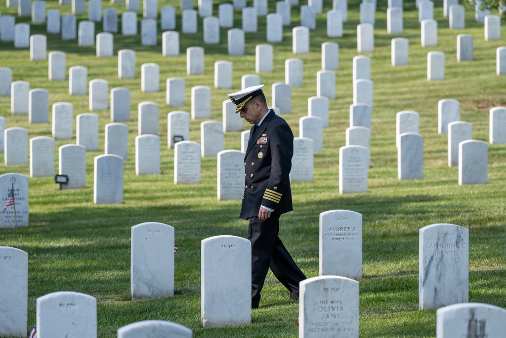 Deputy Secretary Hicks, staff place flags at Arlington National Cemetery