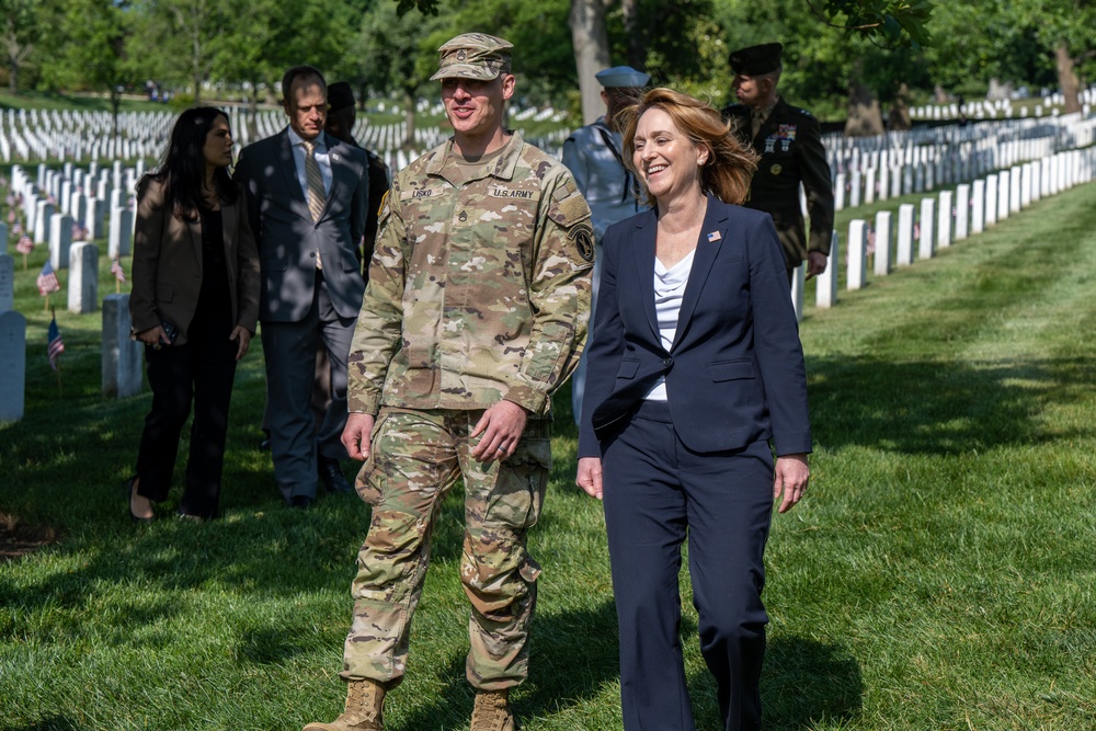 Deputy Secretary Hicks, staff place flags at Arlington National Cemetery