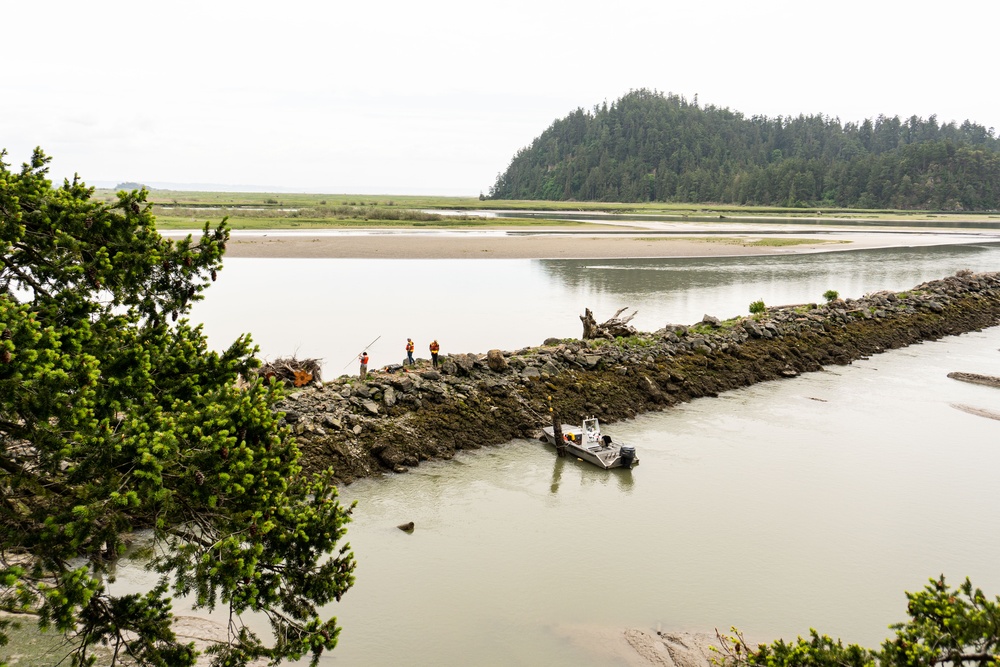 McGlinn Island Jetty emergency repairs underway to protect endangered salmon