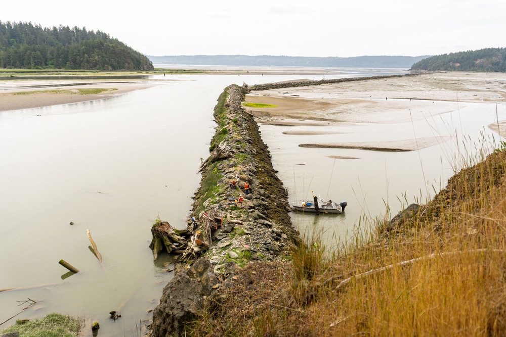 McGlinn Island Jetty emergency repairs underway to protect endangered salmon