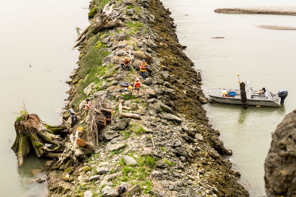 McGlinn Island Jetty emergency repairs underway to protect endangered salmon