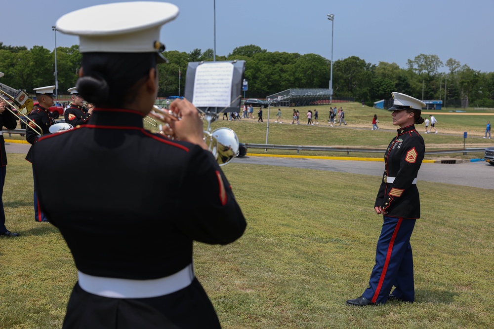 Quantico Marine Band performs at Hauppauge High School on Long Island, New York during Fleet Week