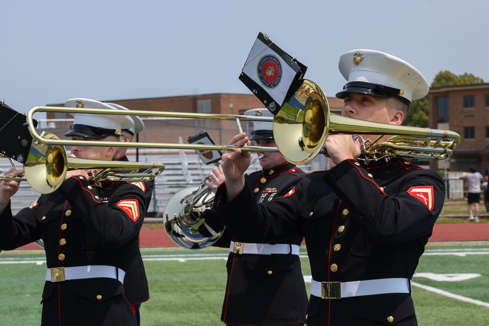 Quantico Marine Band performs at Hauppauge High School on Long Island, New York during Fleet Week