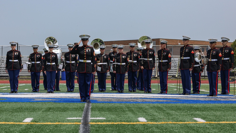 Quantico Marine Band performs at Hauppauge High School on Long Island, New York during Fleet Week