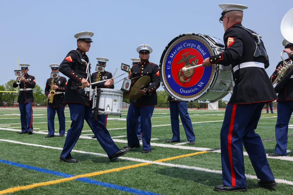 Quantico Marine Band performs at Hauppauge High School on Long Island, New York during Fleet Week