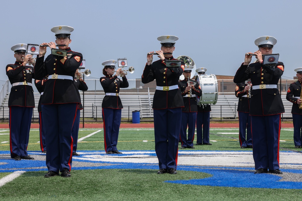 Quantico Marine Band performs at Hauppauge High School on Long Island, New York during Fleet Week