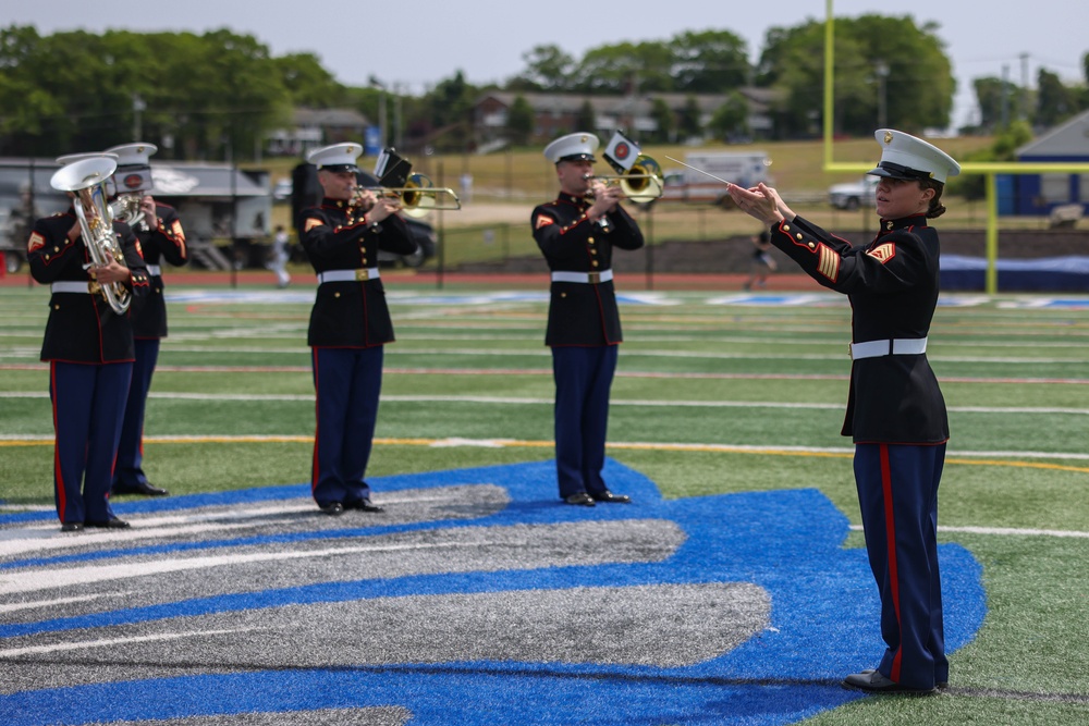 Quantico Marine Band performs at Hauppauge High School on Long Island, New York during Fleet Week