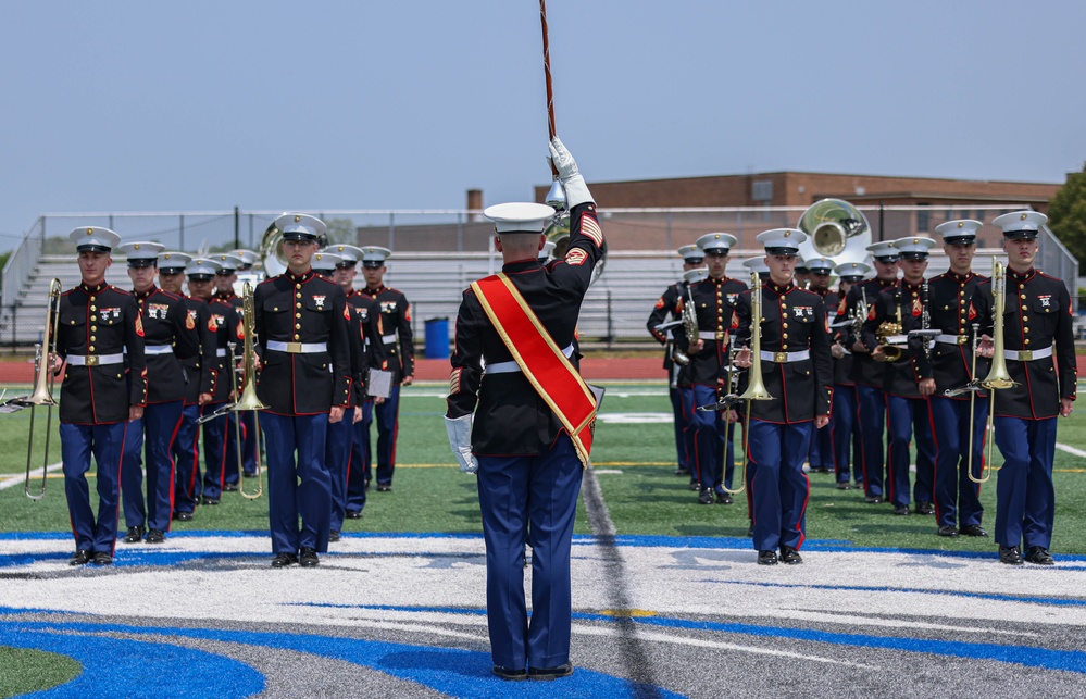 Quantico Marine Band performs at Hauppauge High School on Long Island, New York during Fleet Week