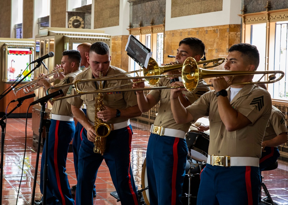 USMC Band perform at the Union Station during the Los Angeles Navy Fleet Week