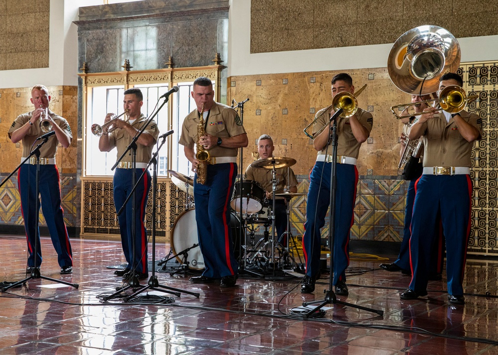 USMC Band perform at the Union Station during the Los Angeles Navy Fleet Week