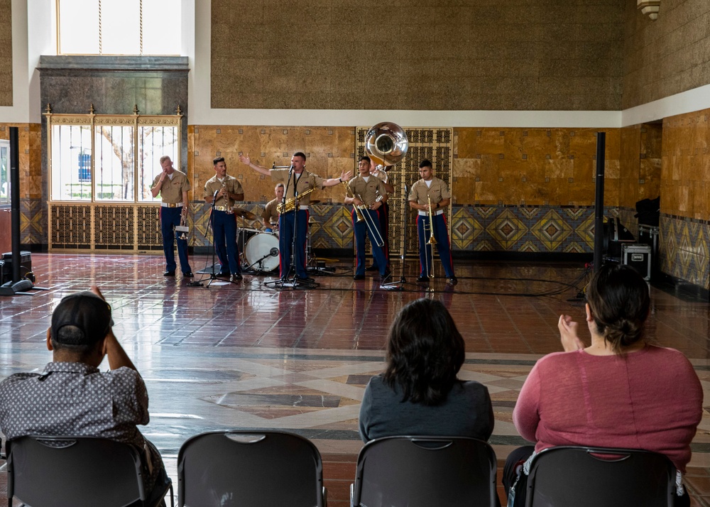 USMC Band perform at the Union Station during the Los Angeles Navy Fleet Week