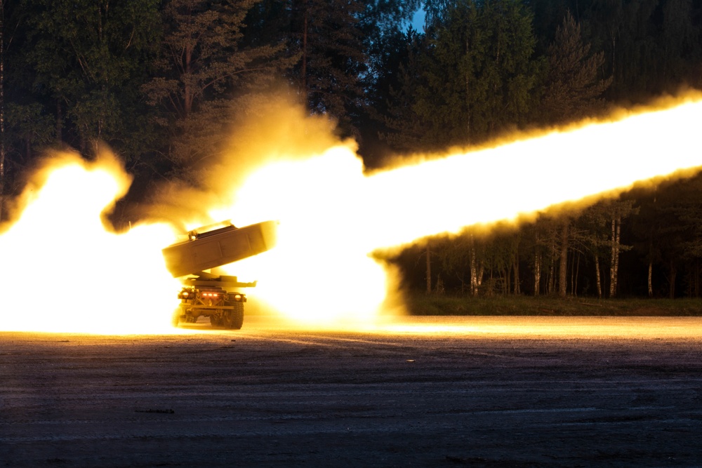 Exercise Spring Storm 23 Concludes with Explosive HIMARS Night Live Fire