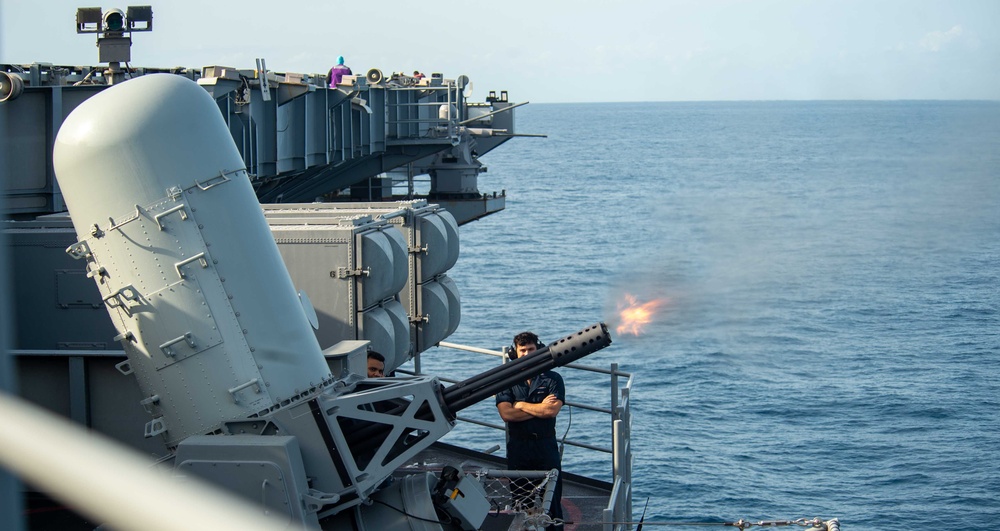 USS Ronald Reagan (CVN 76) Sailors conduct CIWS firing exercise