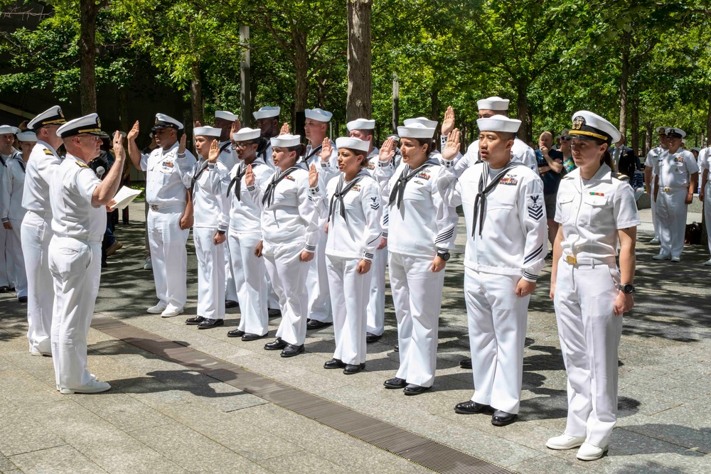 Sea Servicemembers Reenlist at the 9/11 Memorial and Museum