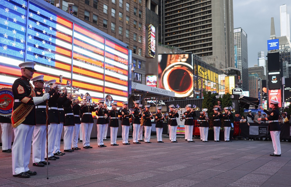 Quantico Marine Band performs at Times Square, New York during Fleet Week