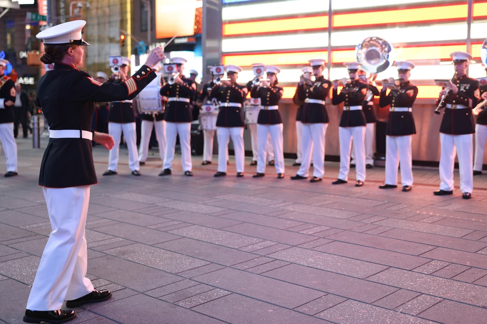 Quantico Marine Band performs at Times Square, New York during Fleet Week