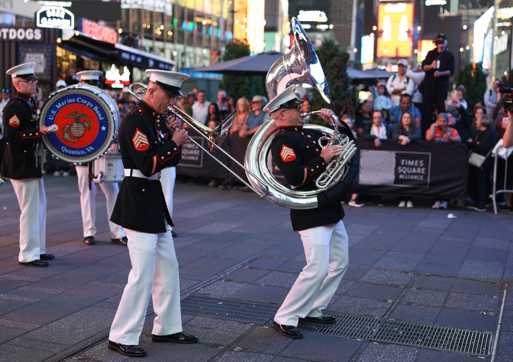 Quantico Marine Band performs at Times Square, New York during Fleet Week