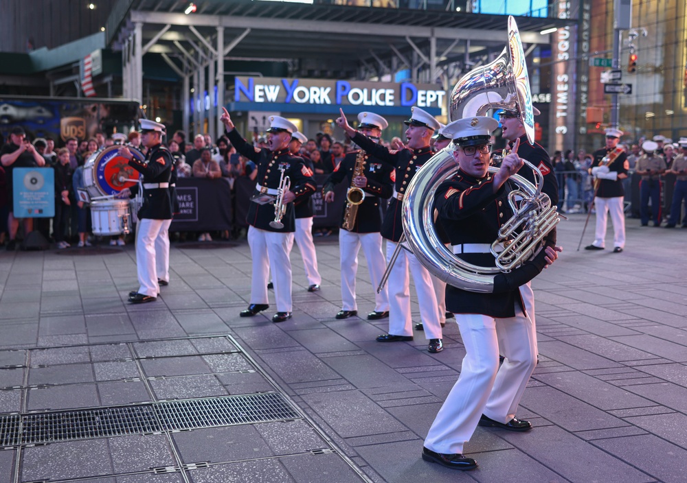 Quantico Marine Band performs at Times Square, New York during Fleet Week