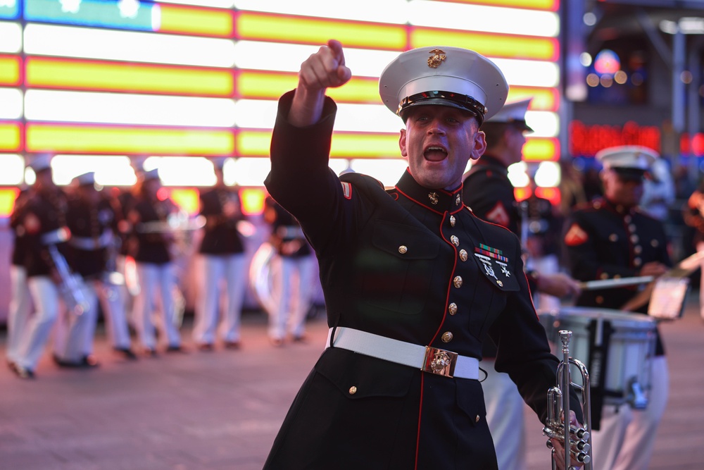 Quantico Marine Band performs at Times Square, New York during Fleet Week