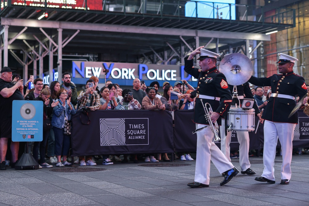 Quantico Marine Band performs at Times Square, New York during Fleet Week