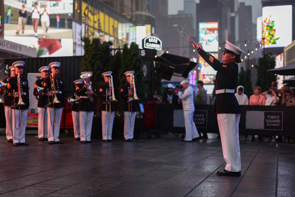 Quantico Marine Band performs at Times Square, New York during Fleet Week