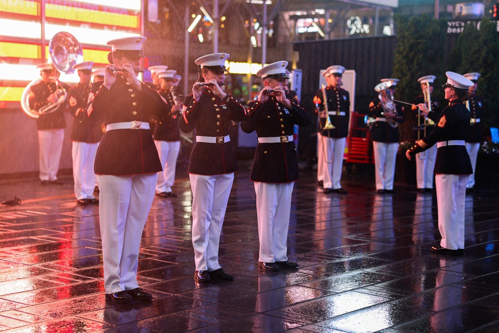 Quantico Marine Band performs at Times Square, New York during Fleet Week