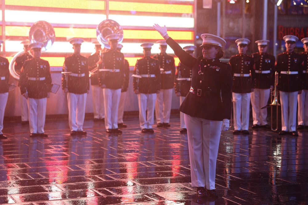 Quantico Marine Band performs at Times Square, New York during Fleet Week