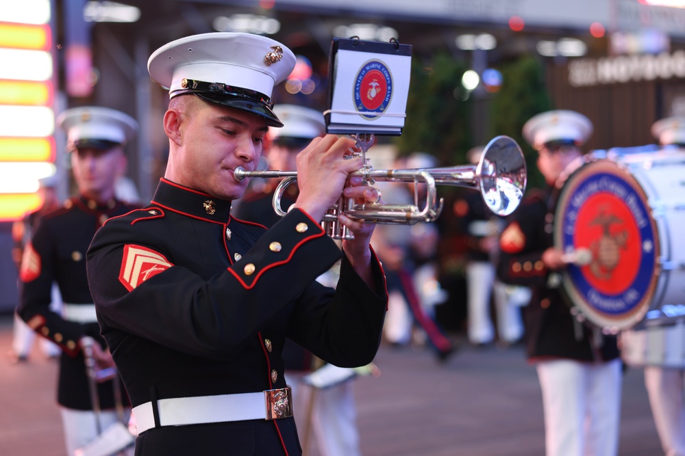 Quantico Marine Band performs at Times Square, New York during Fleet Week