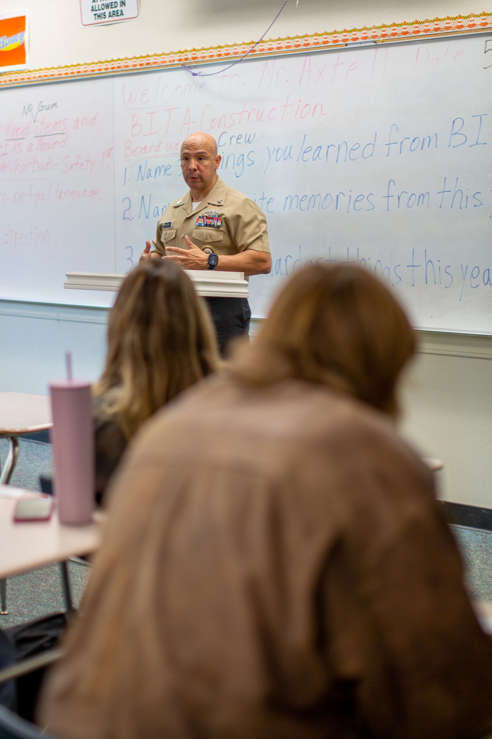 Sailors visit  Brea Olinda High School during Los Angeles Fleet Week.