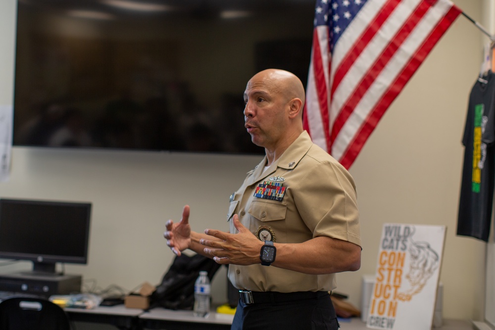 Sailors visit Brea Olinda High School during Los Angeles Fleet Week.