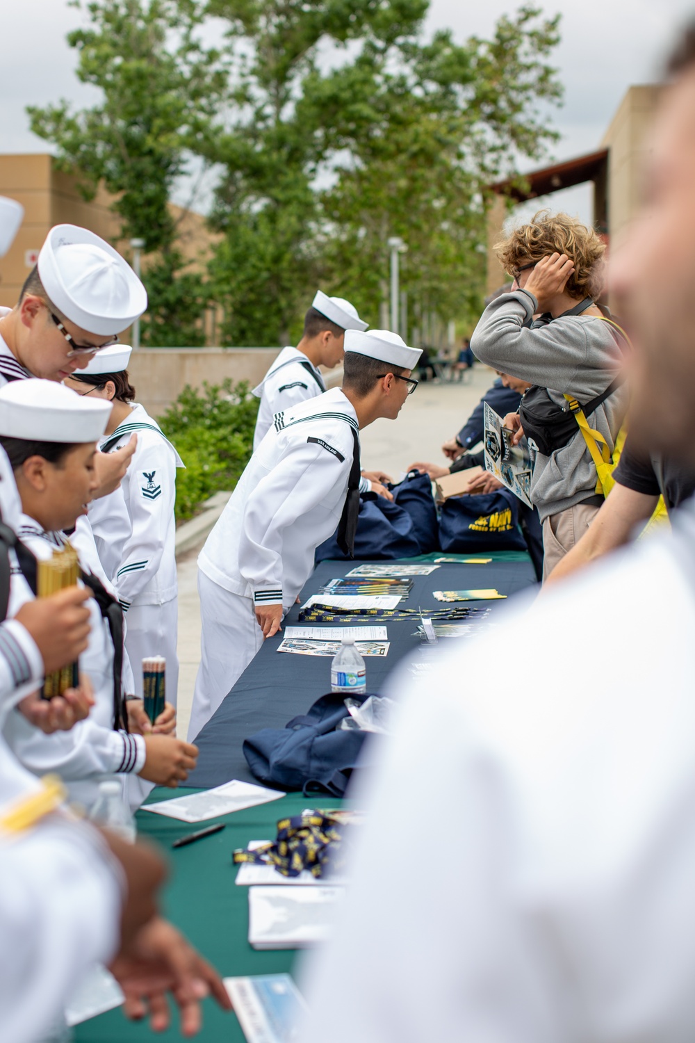 Sailors visit Brea Olinda High School during Los Angeles Fleet Week.