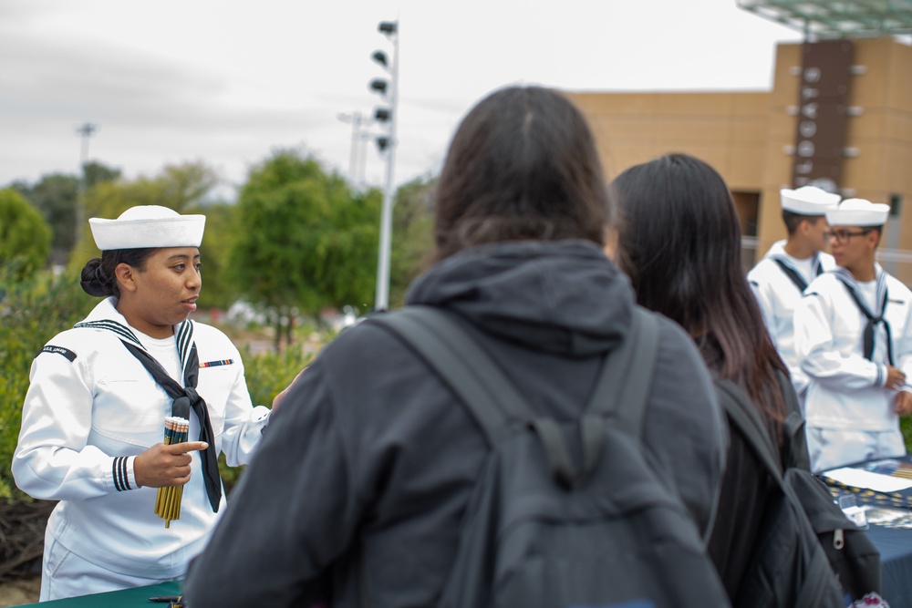 Sailors visit Brea Olinda High School during Los Angeles Fleet Week.