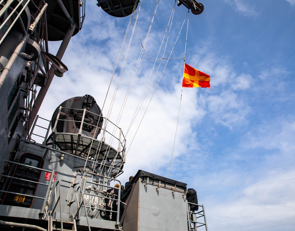 USS Robert Smalls (CG 62) Flies Romeo Flag