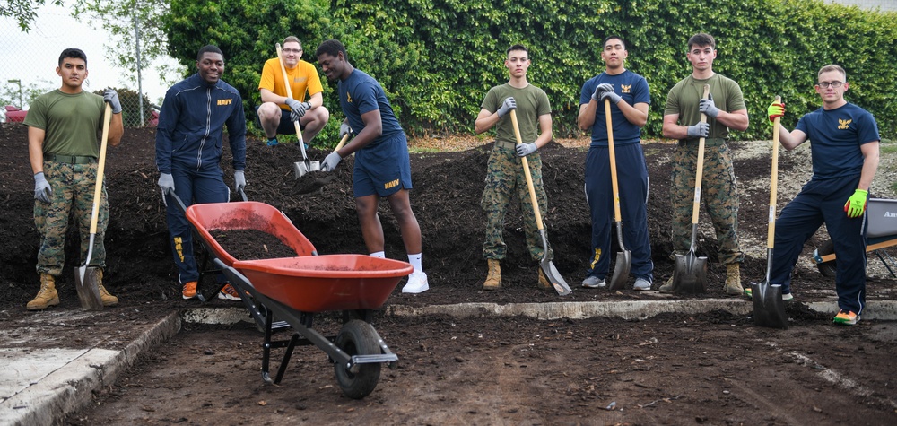 Sailors and Marines participate in park restoration