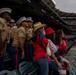 Sailors and Marine attend a Anaheim Angels game