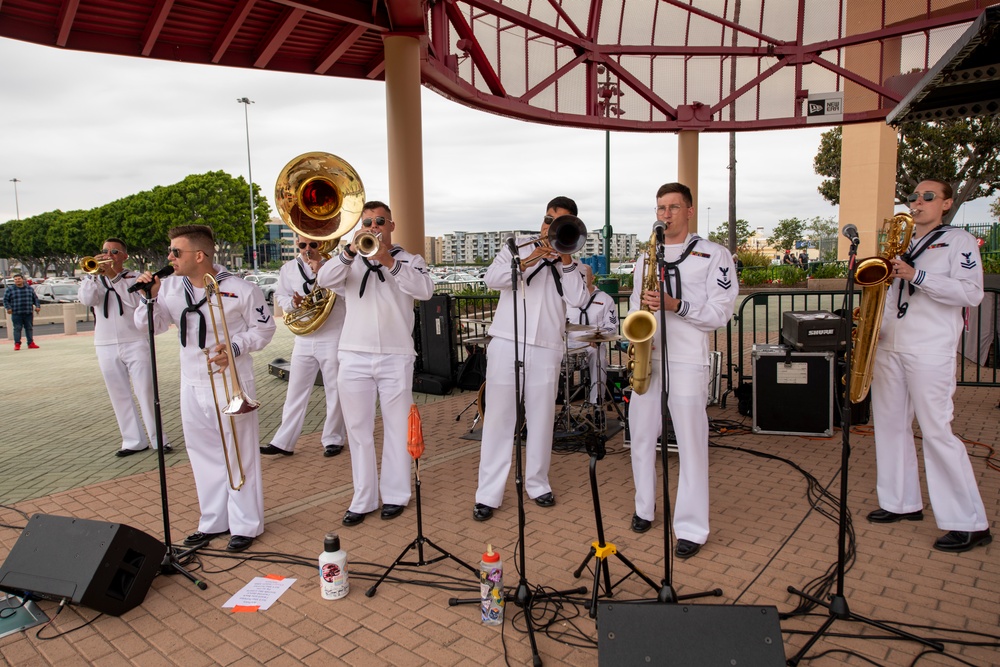 Navy Band Southwest plays at Angels stadium