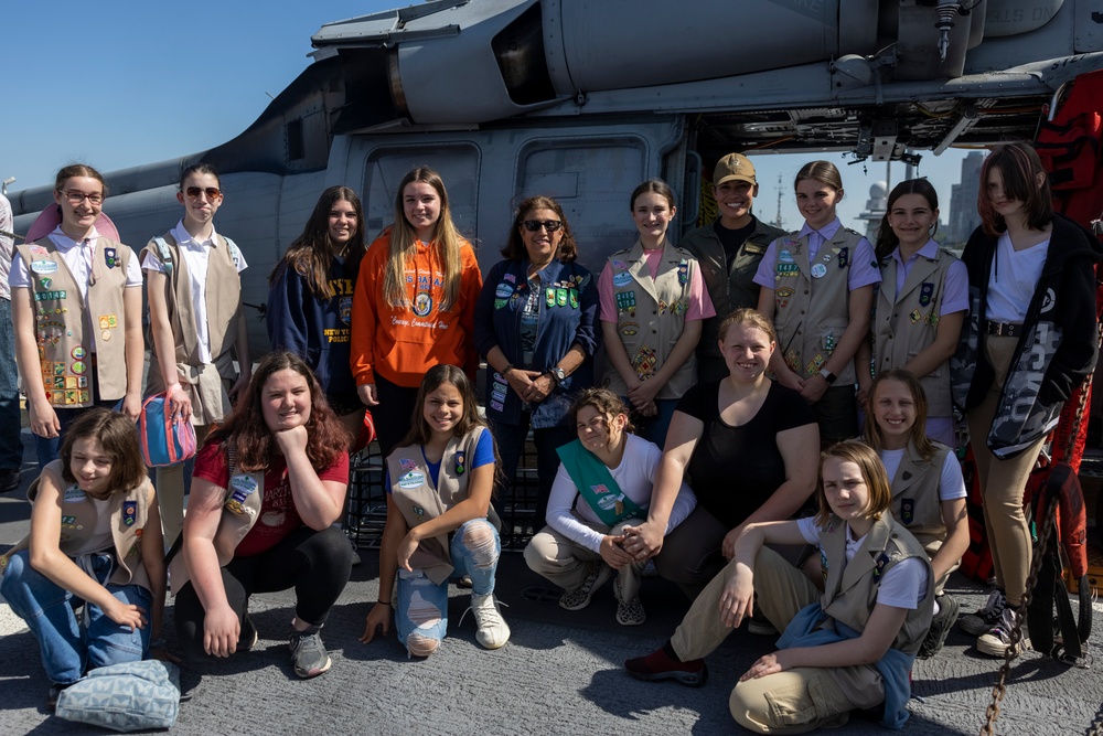 Girl Scouts visit USS Wasp during Fleet Week New York