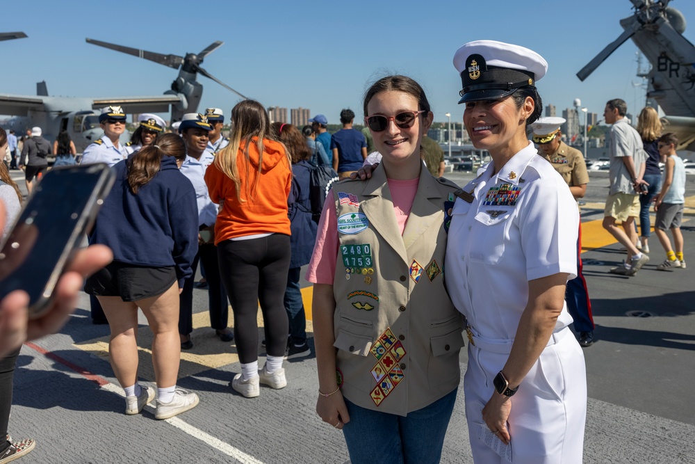 Girl Scouts visit USS Wasp during Operation Cookie Drop-off