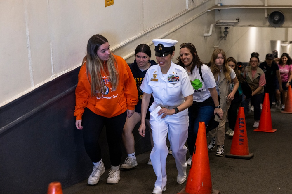 Girl Scouts visit USS Wasp during Operation Cookie Drop-off