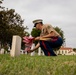 Sailors and Marine place flag at service members graves