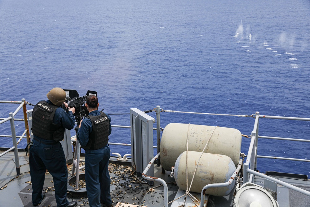 USS Carter Hall Conducts Weapons Shoot