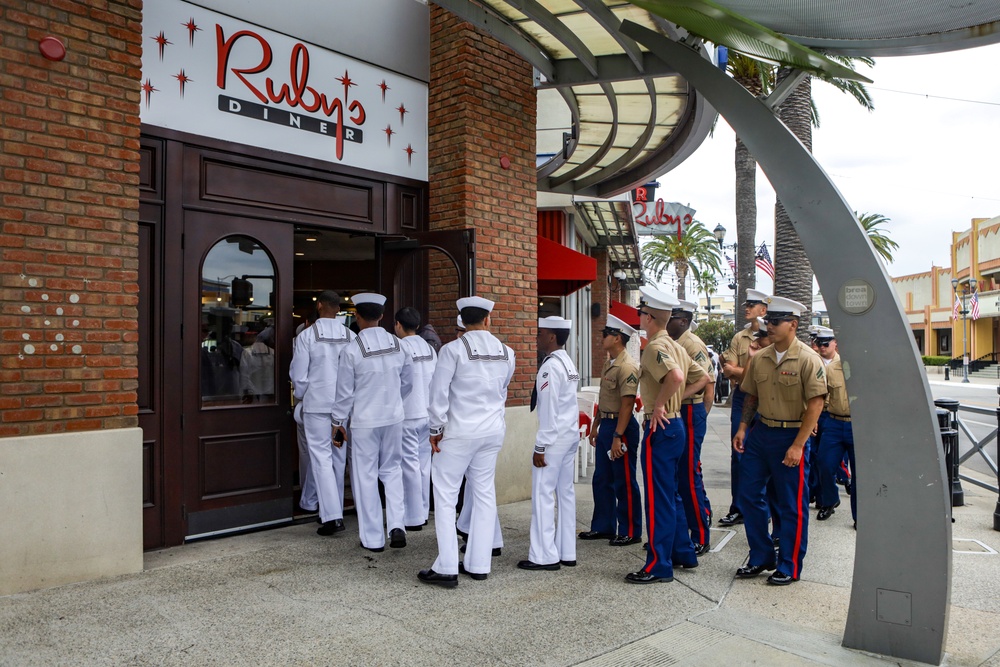U.S. Marines and Sailors Enjoy a Lunch at Ruby's
