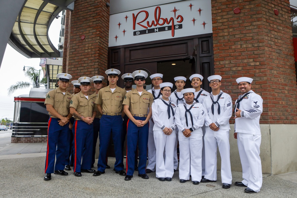 U.S. Marines and Sailors Enjoy a Lunch at Ruby's